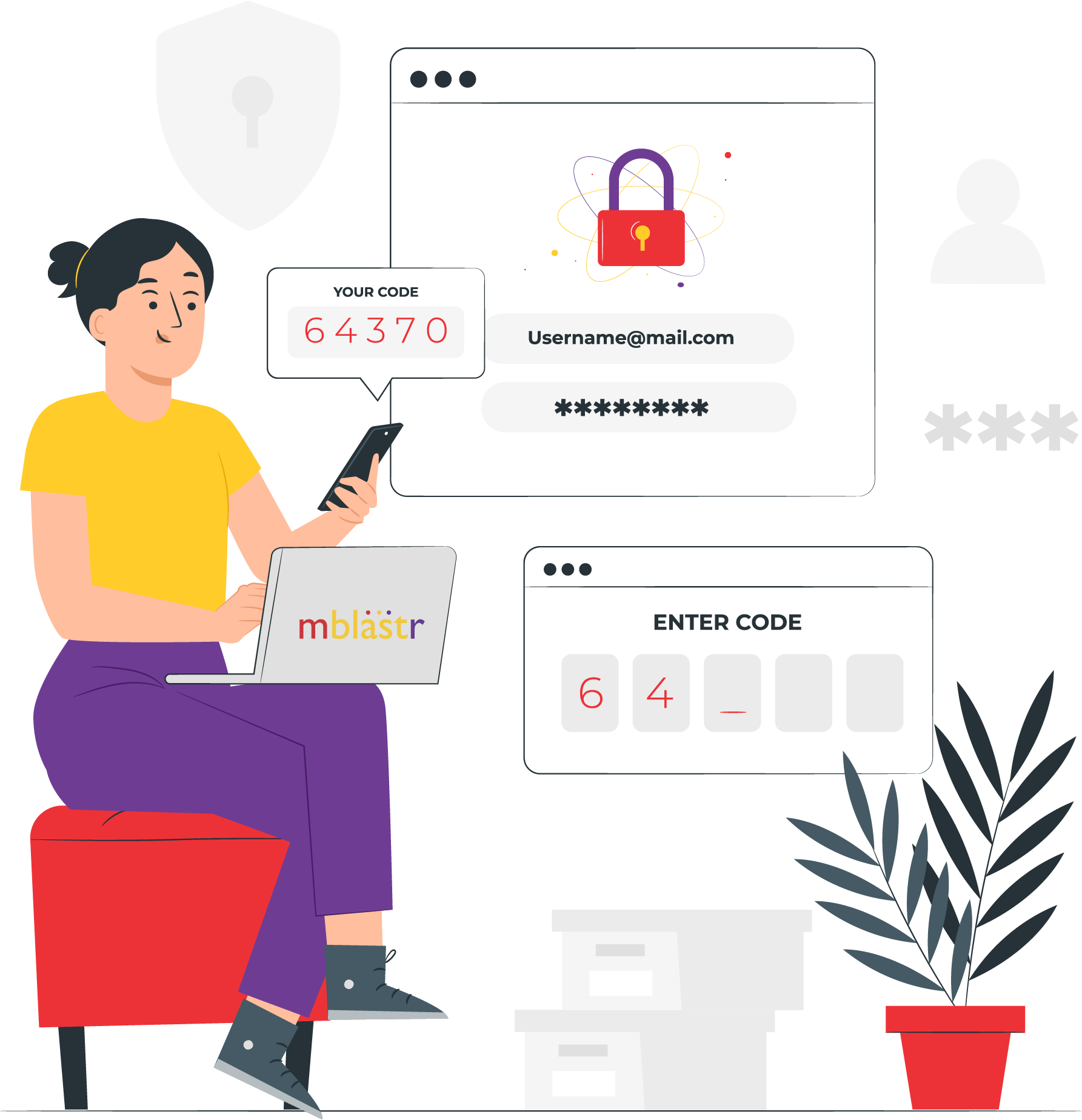 Illustration of a business running voice and SMS campaigns with mblastr
